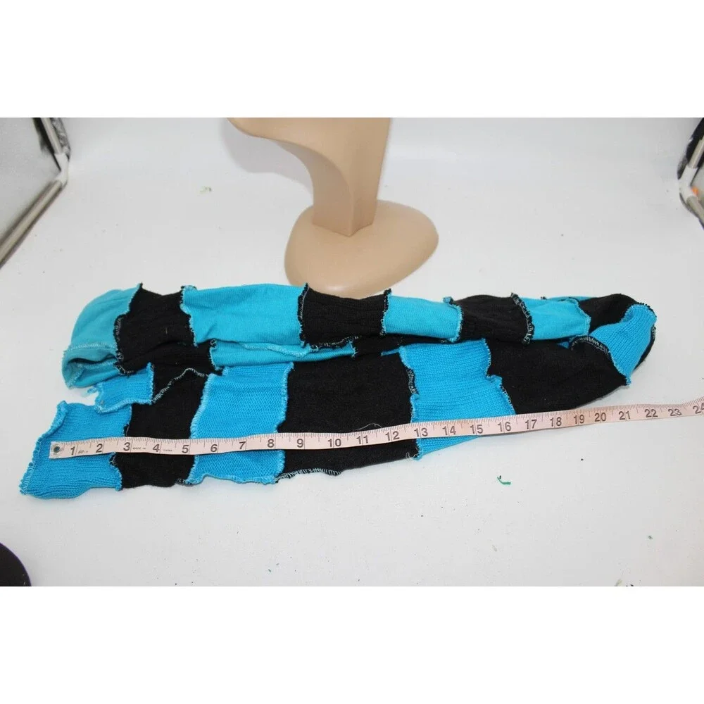 Scarf Upcycled Black Blue Sweaters Winter Carolina Panthers Apx 8' Long Handmade